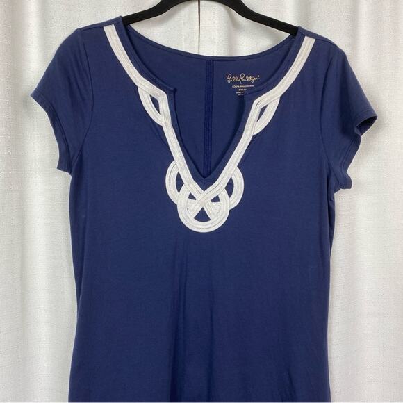 Lilly Pulitzer Navy Blue Brewster Short Sleeve T-Shirt Dress Sz.S - Picture 7 of 16